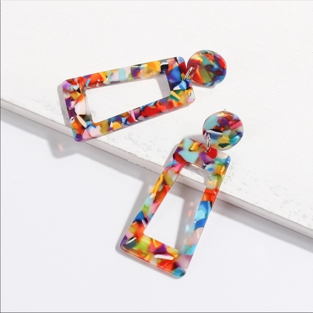 Multicolored Square Earrings